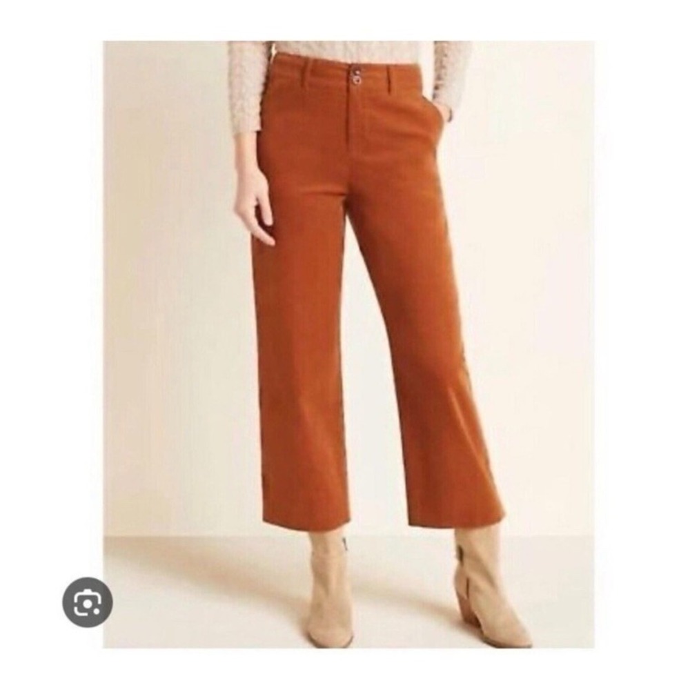 Garnet Hill Wide Leg Corduroy Rust Orange Crop Pants Women 14 Dark Academia Boho